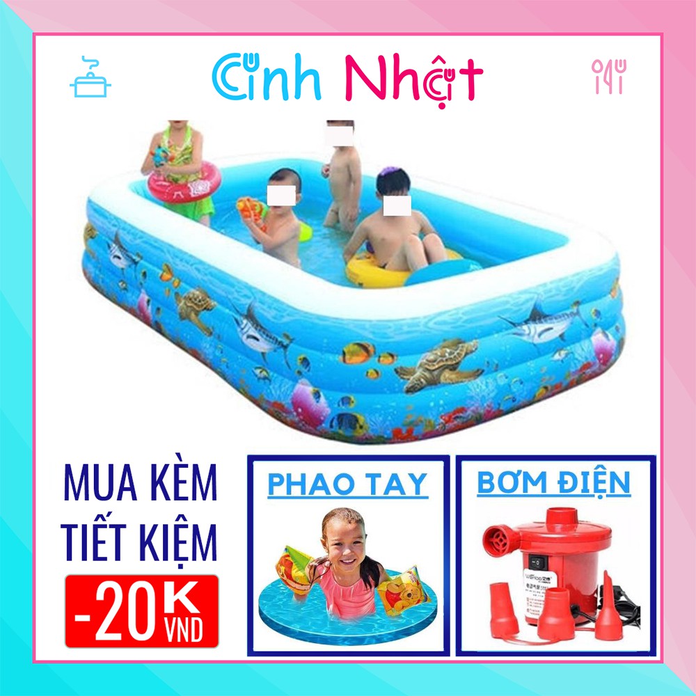 Bể bơi phao cho bé  ANH NHẬT  bơm hơi cho trẻ em thành cao 3 tầng 1m5 2m6 1m8