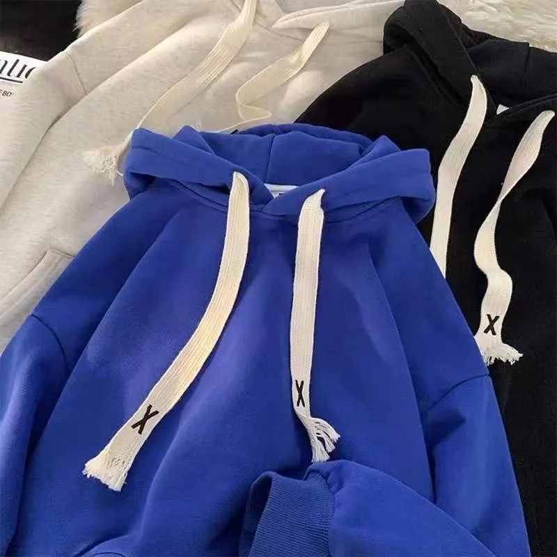 Áo Hoodie Dáng Rộng Thời Trang Xuân Thu Màu Xanh Dương Dễ Phối Đồ Cho Nam Và Nữ