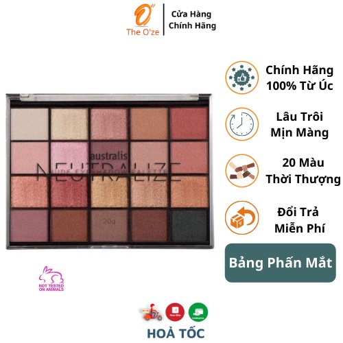 Bảng Phấn mắt 20 Màu Thời Thượng Đa Dụng -  Australis Neutralize, Phấn Trang Điểm Lâu Trôi, Mịn Màng