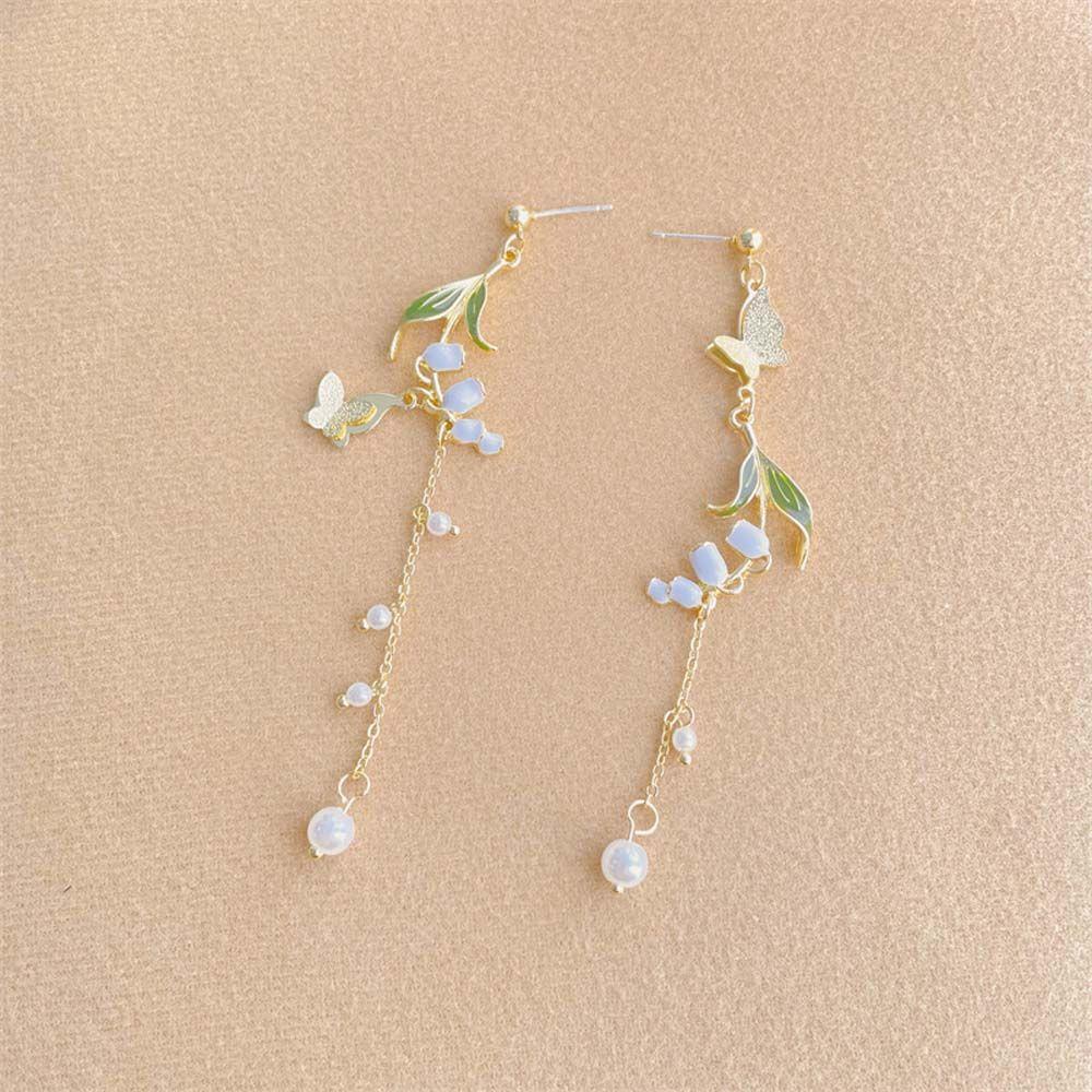 Bông Tai Dáng Dài Hình Hoa Và Bướm Xinh Xắn Thời Trang Cho Nữ