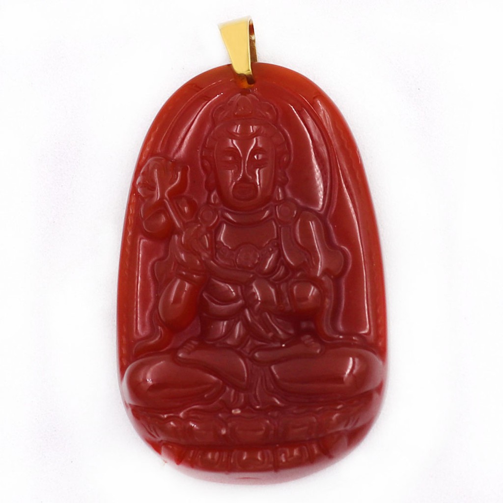 Mặt dây chuyền phật Đại Thế Chí Bồ Tát đỏ 3.6cm - Phật bản mệnh tuổi Ngọ - Mặt size nhỏ - Tặng kèm móc inox
