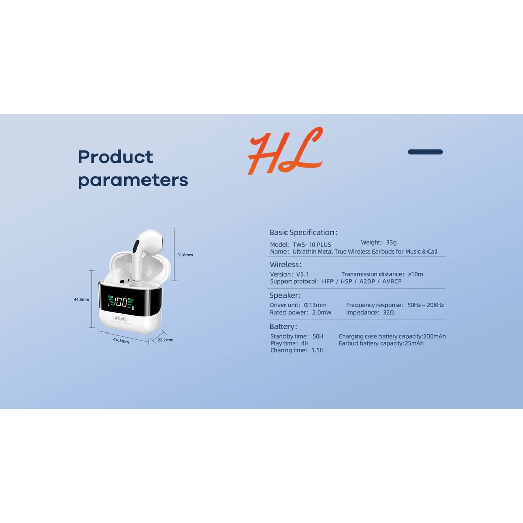 Tai Nghe Bluetooth TWS Remax TWS-10Plus V5.0, Màn Hình Hiển Thị Dung Lượng Pin - BH 12 Tháng - Hưng Long PC