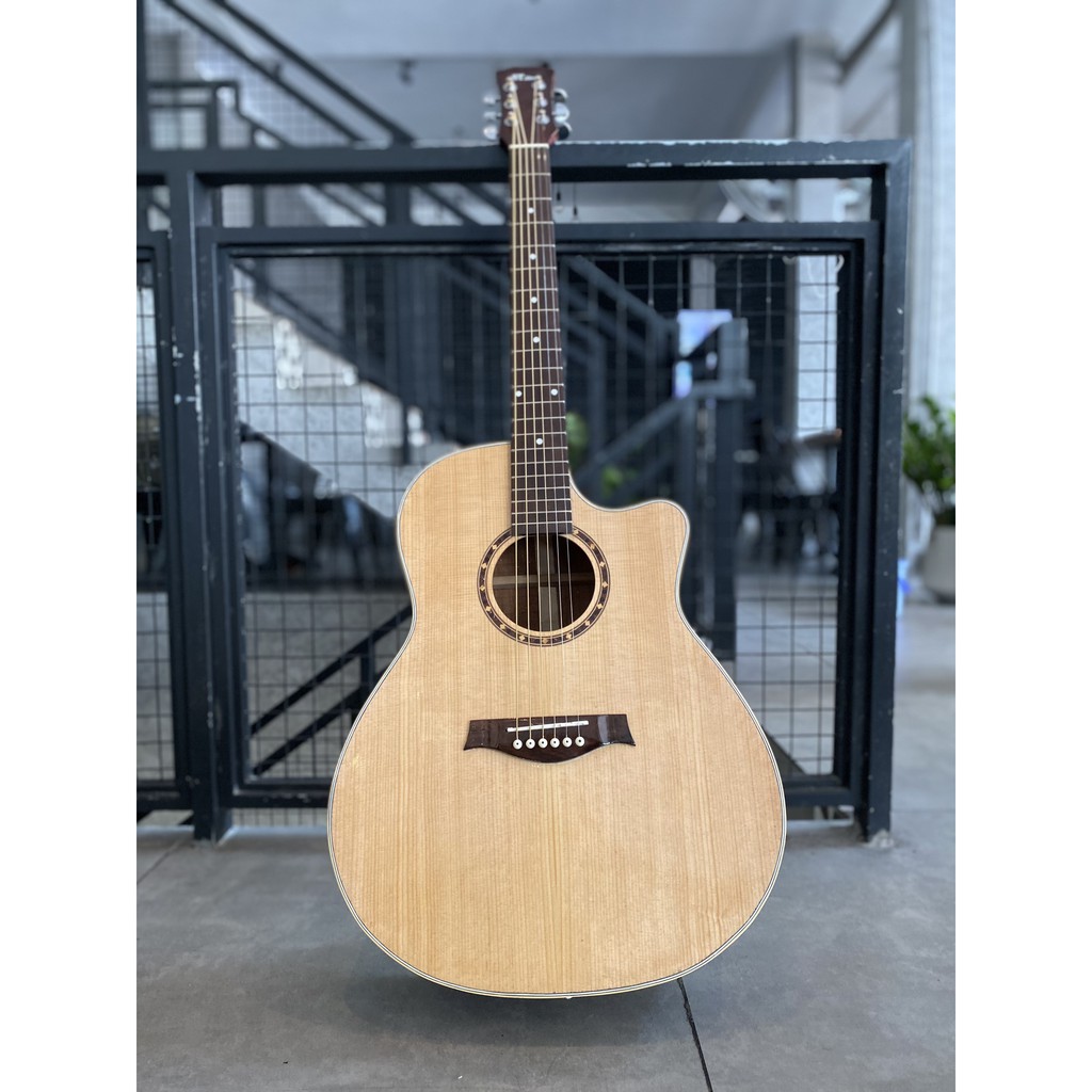 Đàn guitar gỗ hồng đào mặt thông có lắp EQ Met-B12 tặng kèm 7 món phụ kiện