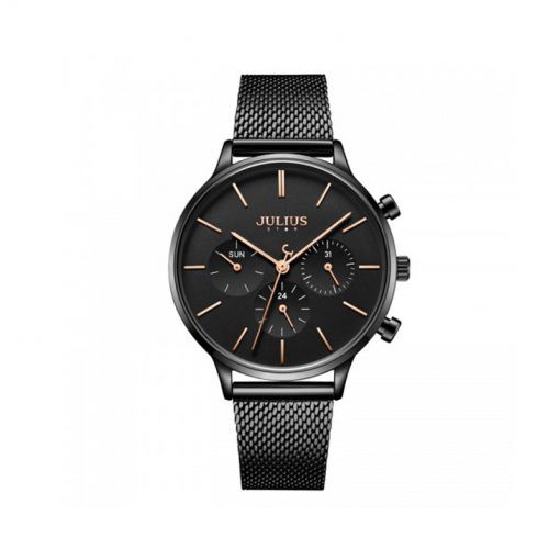 Đồng Hồ Nữ JS-005D Julius Star Hàn Quốc Dây Thép (Đen)