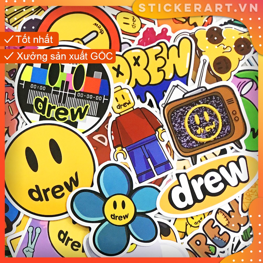 [DREW] 50 Sticker chống nước ,dán xe laptop mũ bảo hiểm vali...