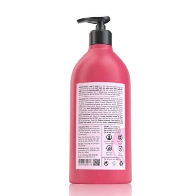 Sữa tắm chiết xuất hoa hồng VELVETY ROSE - HACHI cao cấp dưỡng ẩm cho da 500ML 800ml