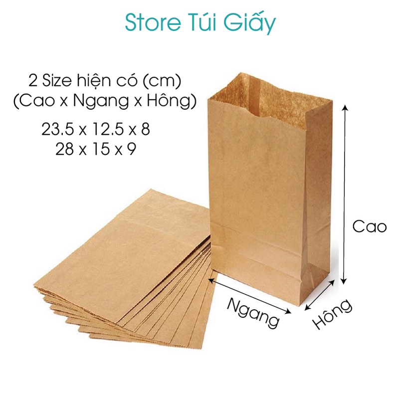 Túi giấy đựng bánh mì, bánh các loại. SET 50 TÚI giấy xi măng trơn không quai, túi giấy gói hàng