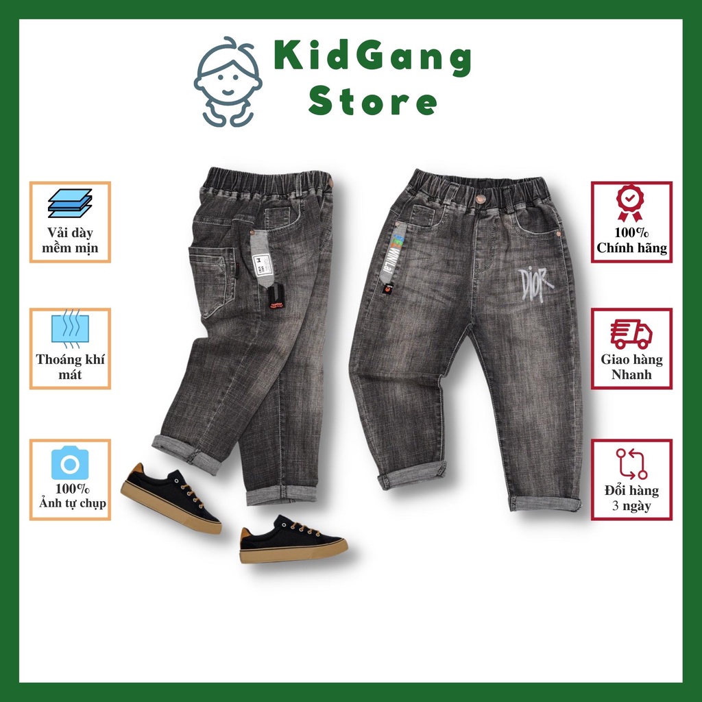 Quần jean bé trai, quần bò bé trai 17-28kg KIDGANG jean ống côn cho bé