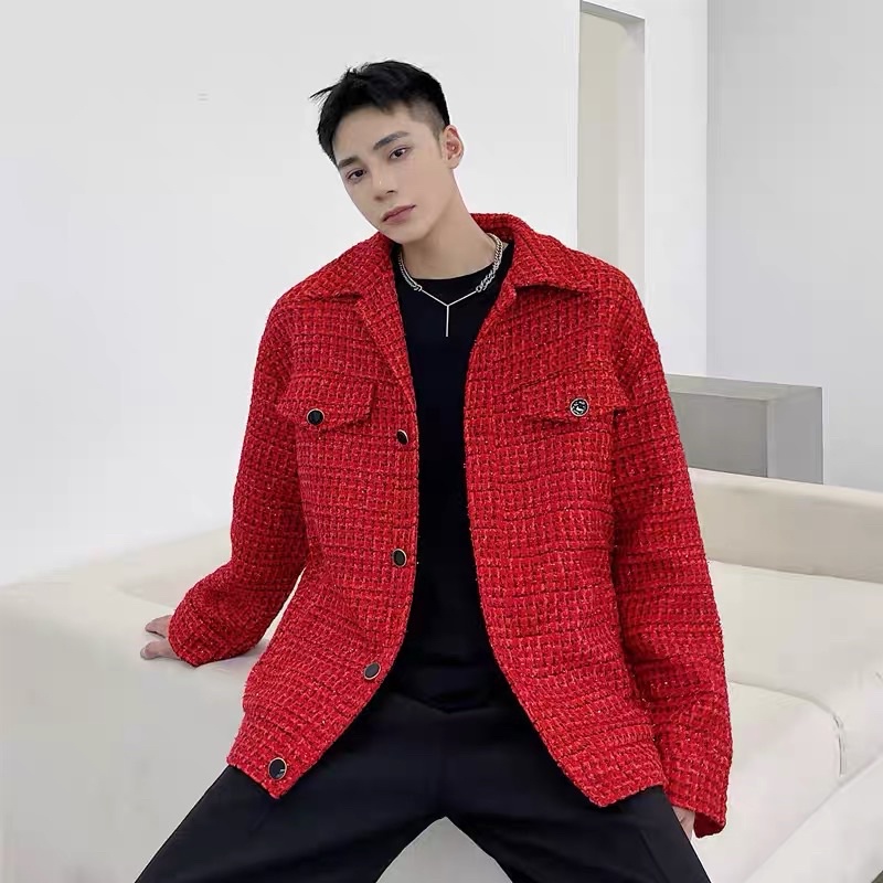 ÁO KHOÁC DẠ TWEED ĐỎ CHO NAM |TAHISHOP|
