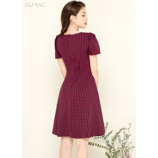 Đầm caro nhún ngực GUMAC MS05971_DO