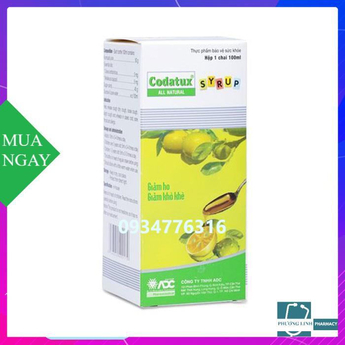 Codatux Syrup giúp giảm ho và viêm họng, chai 100ml