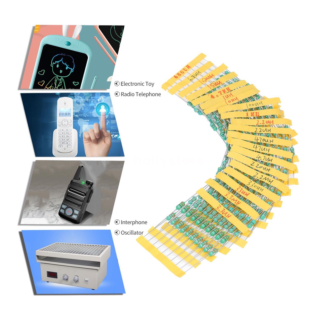 200Pcs φ0510 DIP Chromatic Ring Inductor Assortment Kit Set Tolerance ±10% Power 1W 20 Inductance 1/10/100/2.2/22/220/3.3/33/330/4.7/47/470/6.8/680/15/150μH 1/2.2/3.3/4.7MH