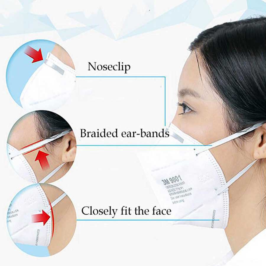 (set 3 cái) Khẩu trang lọc bụi mịn 3M 9001 N90 - Chống bụi PM 2.5