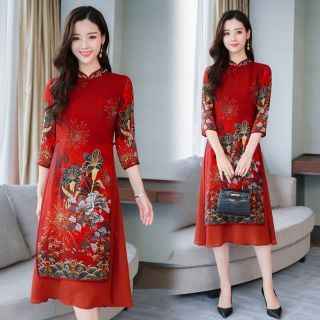 ÁO DÀI LỤA CÁCH TÂN HOẠ TIẾT CAO CẤP