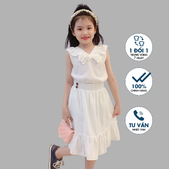 Áo sơ mi bé gái sát nách cổ tim Emspo SMS2614