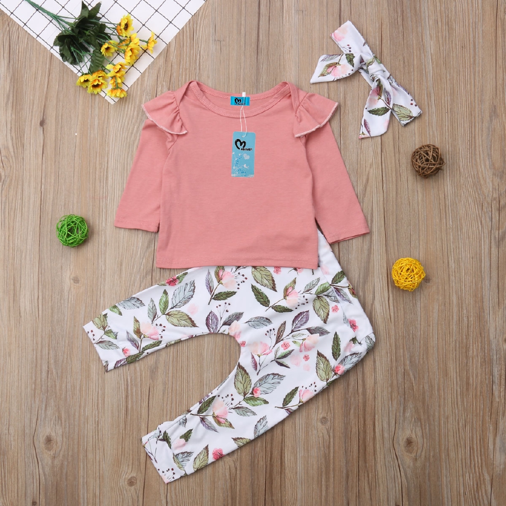 Set Quần Áo Gồm Áo Thun Tay Dài Và Quần Dài Cho Bé Gái Từ 8 Tháng Tuổi