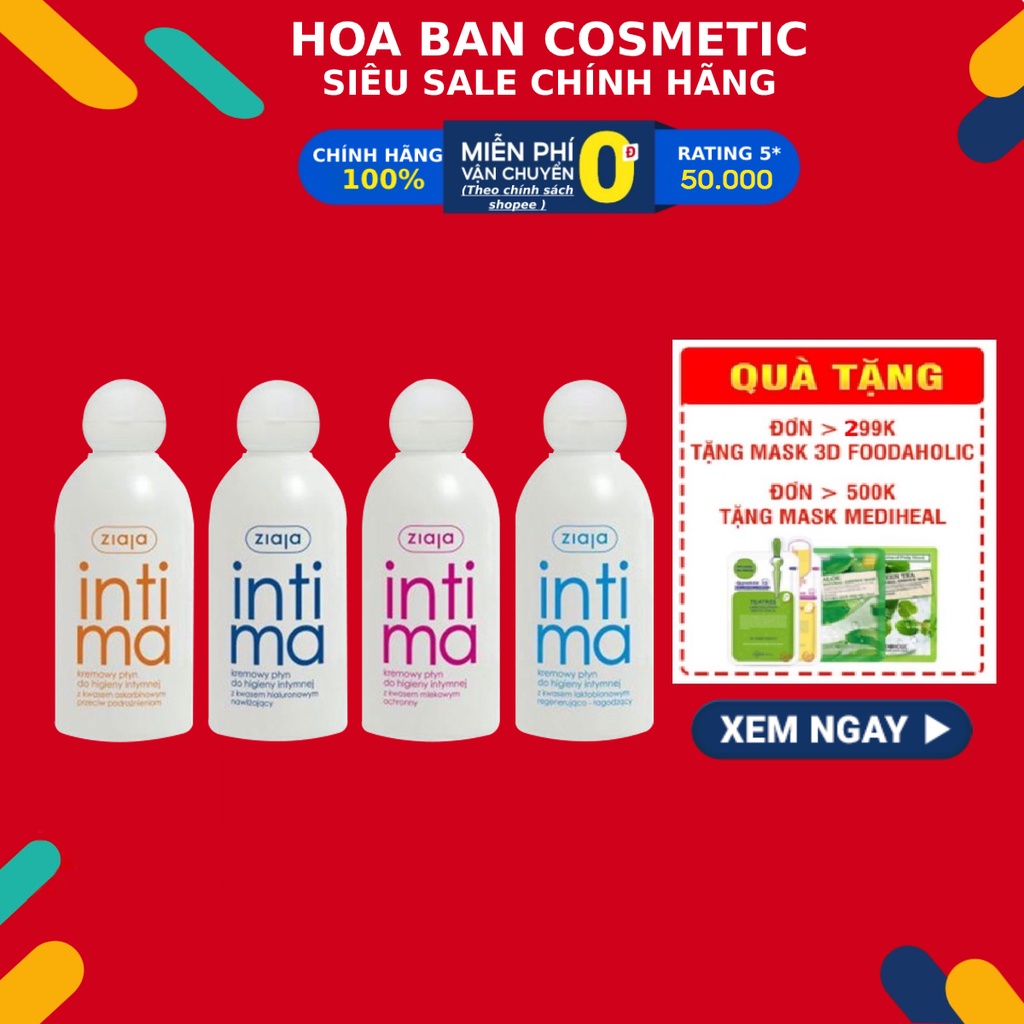 Dung dịch vệ sinh phụ nữ Ziaja Intima 200ml Bổ Sung Axit Hialur