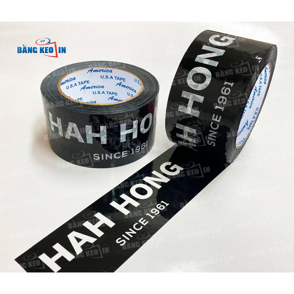 Băng keo màu ĐEN in chữ, in logo dùng để đóng hàng theo yêu cầu