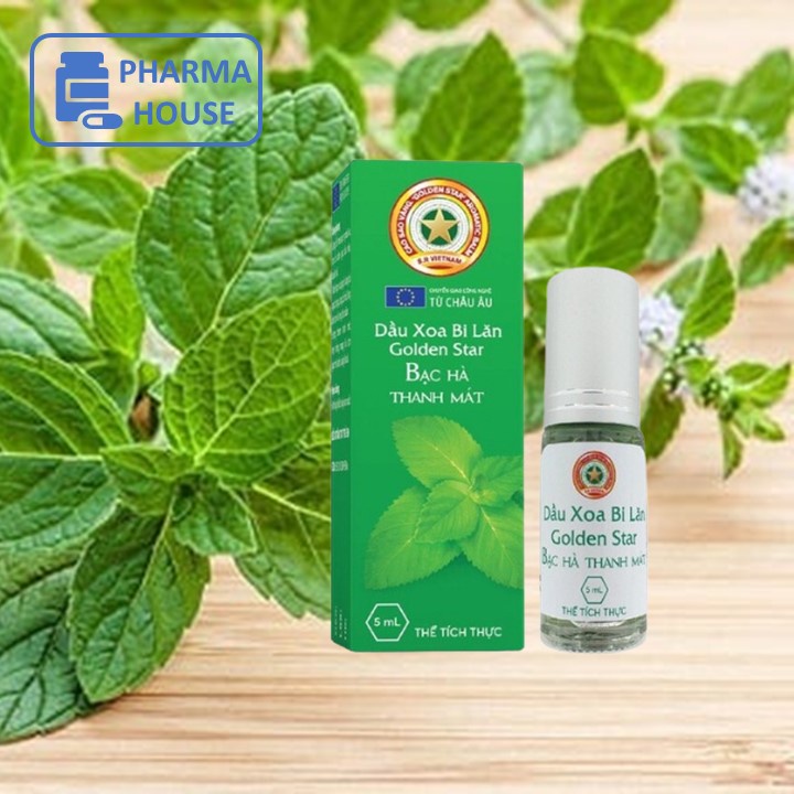 Dòng sản phẩm GOLDEN STAR - DẦU BI LĂN THẢO MỘC BẠC HÀ THANH MÁT (Mintfresh) - Chai 5mL