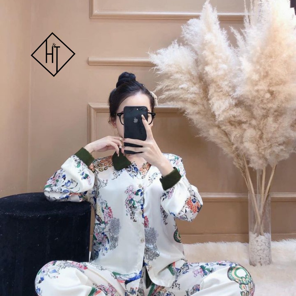 Đồ bộ pijama - Bộ mặc nhà lụa satin dài tay cao cấp mềm mịn, mát mẻ | BigBuy360 - bigbuy360.vn
