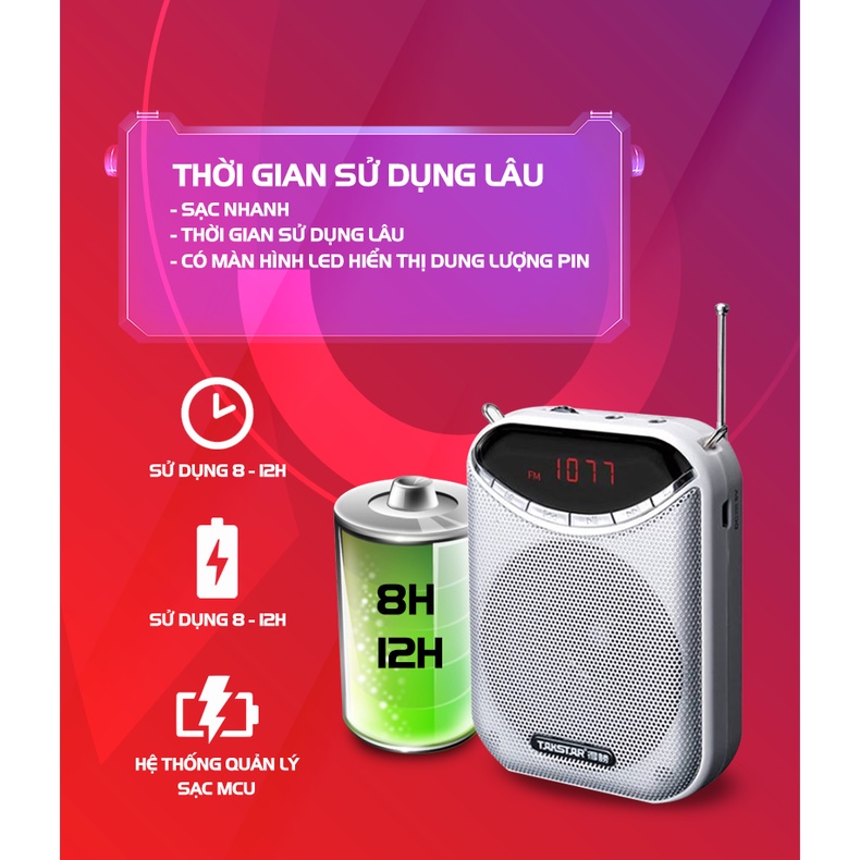 Máy Trợ Giảng Takstar E190M Có Dây, Công Suất Lớn 10W, Chống Nhiễu, Nghe Nhạc, Ghi Âm, Chính Hãng Cao Cấp Bảo Hành 1 Năm