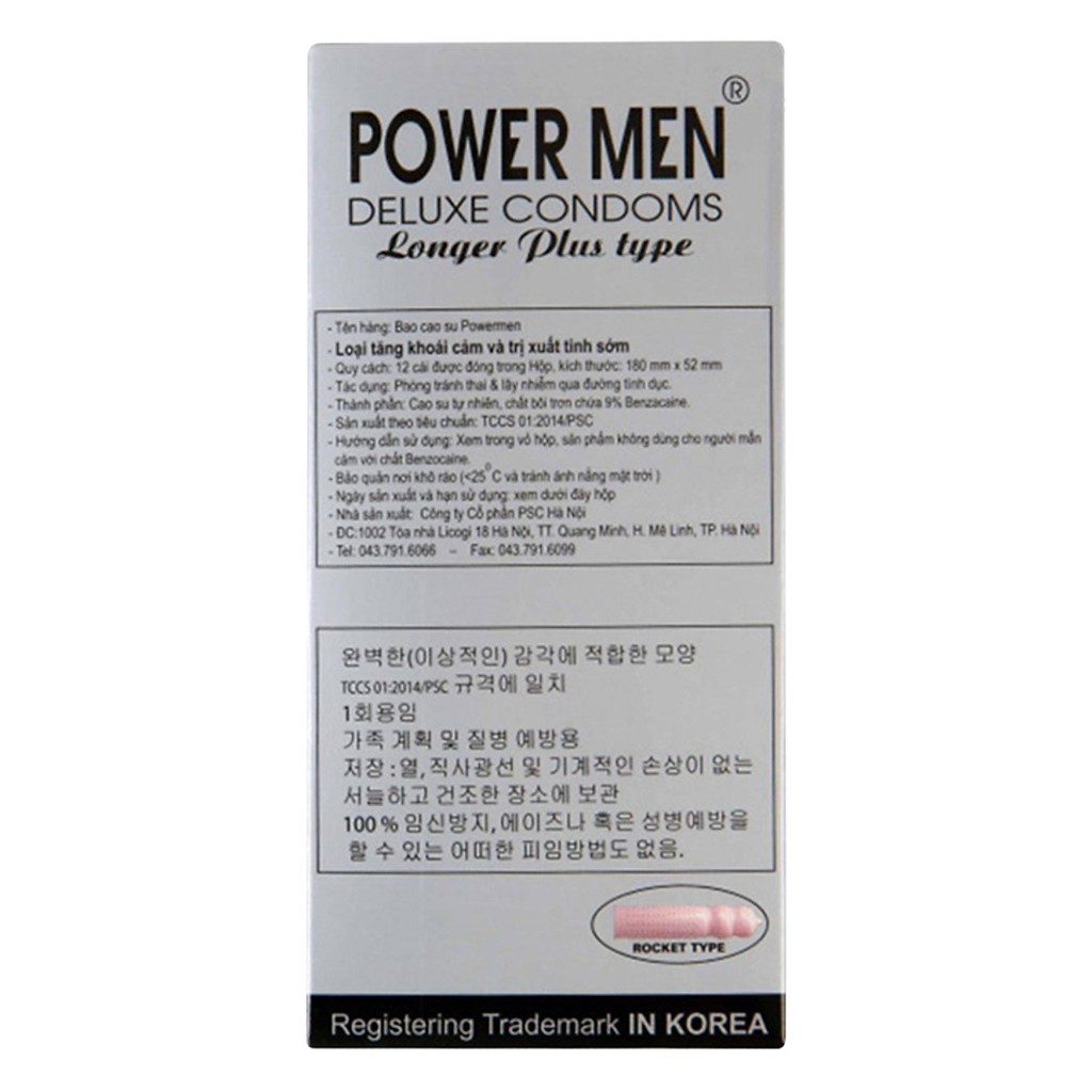 Bao Cao Su Powermen Longer Plus Cá Ngựa Bạc Hộp 12 Cái