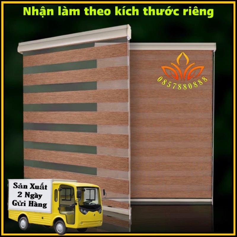 [ Rèm Cầu vồng Hàn Quốc KB-2 ] Rèm cầu vồng màu nâu cản sáng, rèm cuốn cửa sổ nhận làm theo kích thước lấy ngay