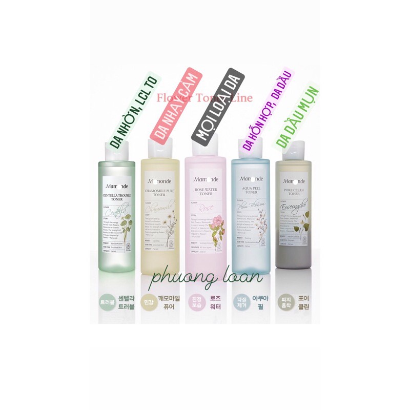 Nước hoa hồng Mamonde Rose, Pore Clean, Flower Honey, Chamomile, Centella 250ml | BigBuy360 - bigbuy360.vn