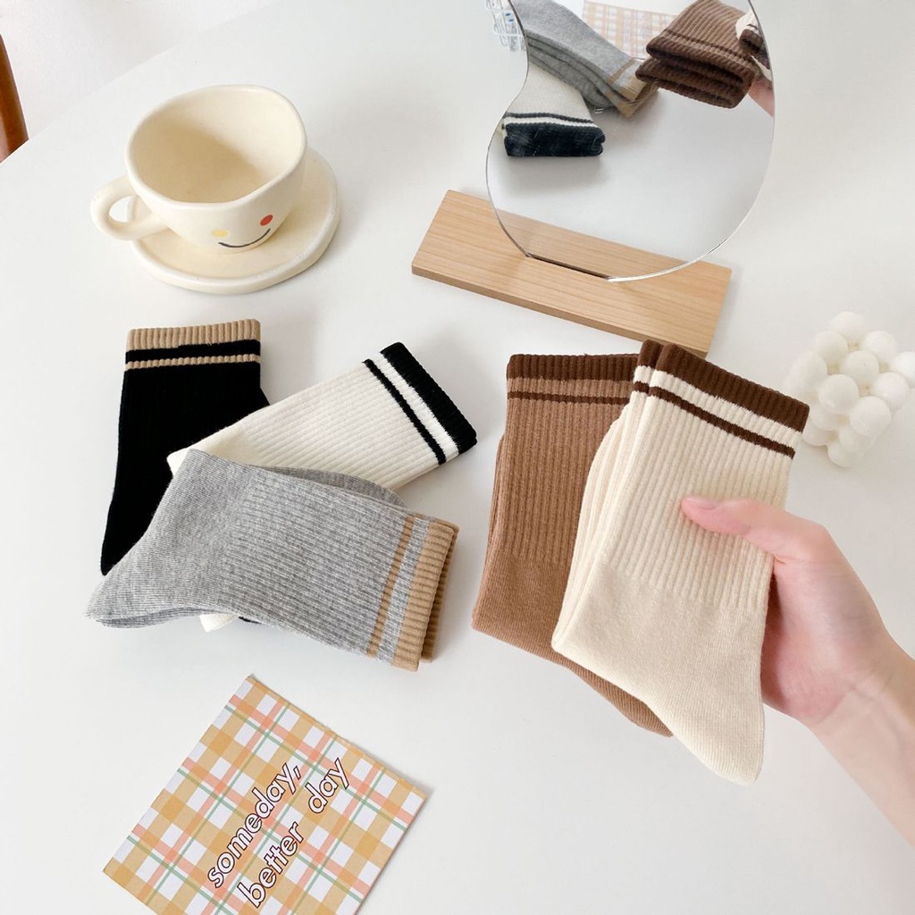 Đôi vớ cổ ngắn vừa bằng cotton mềm tùy chọn màu sắc thời trang thu đông giữ ấm cho nam và nữ