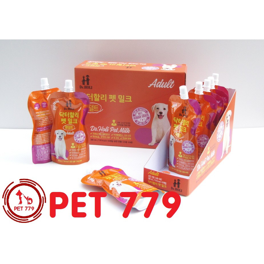 DR.Holi Pet Milk Adult  200ml –  Red Ginseng - Sữa tươi uống dành cho chó mèo trưởng thành