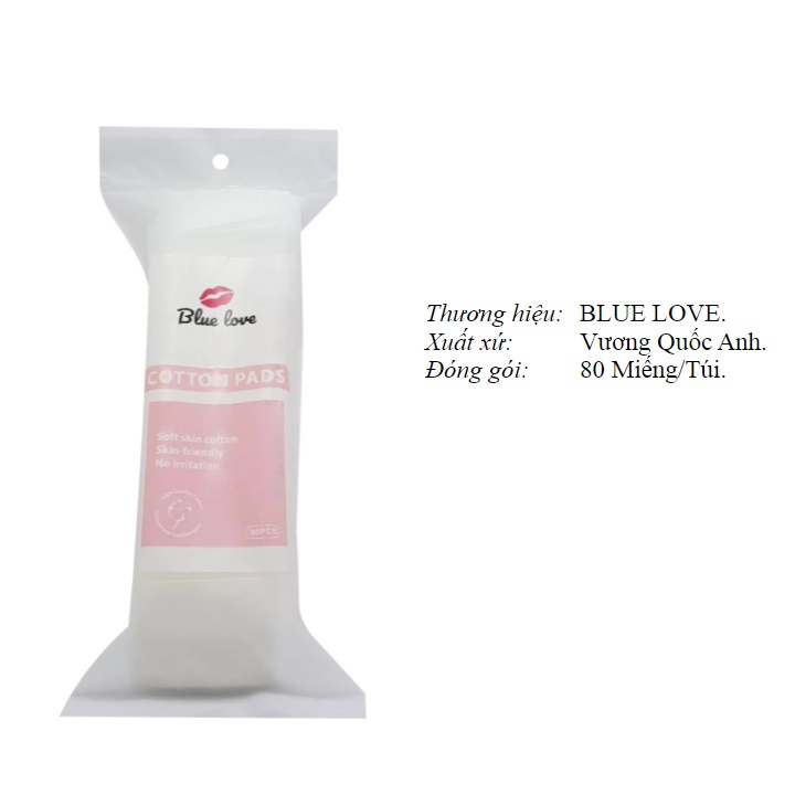 Bông tẩy trang 100% cotton nhập khẩu Anh Quốc - BTT mềm mịn như nhung Blue Love - Soft Skin Cotton Pads