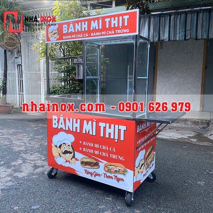 Xe bánh mì chả cá, bánh mì thịt 1mx60x1m81