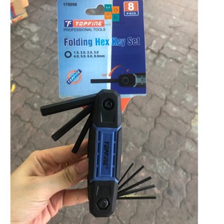 Bộ lục giác gập đài loan thép crv đen topfine siêu cứng 8 chi tiết