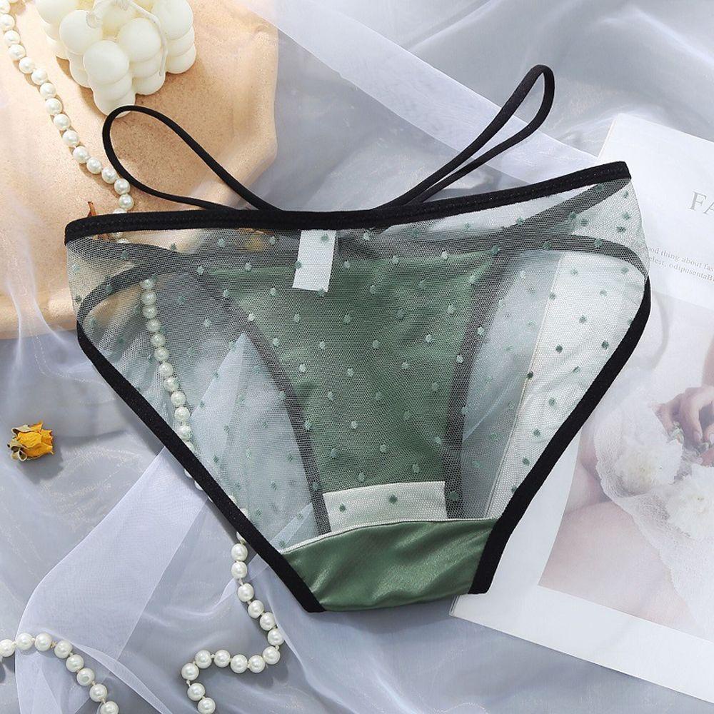 Quần Lót Lọt Khe Vải Cotton Phối Lưới Lưng Thấp Đính Nơ Quyến Rũ Cho Nữ