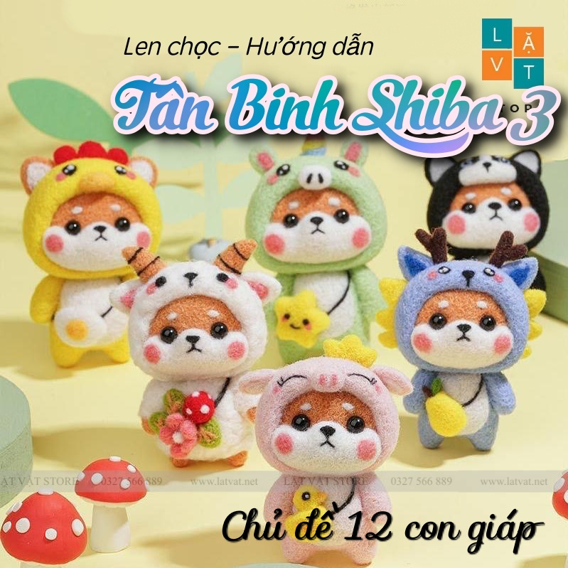 [NEW] Bộ len chọc Tân Binh Shiba 12 con giáp, có hướng dẫn, quà tặng handmade ý nghĩa - Needle felting