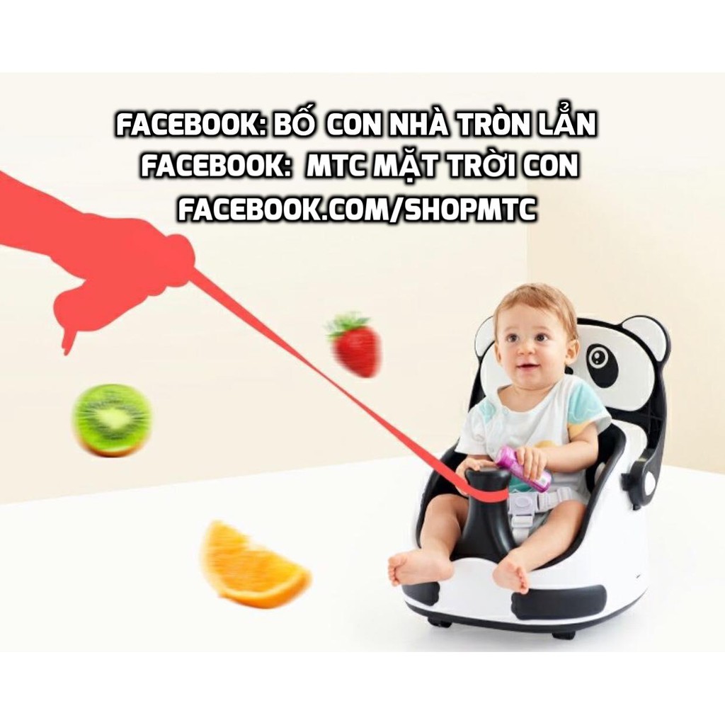 Ghế ăn dặm kiêm ghế chơi đồ chơi có bánh xe và dây kéo Newber Gấu Trúc cho bé trai và Gấu Hồng màu hường cho bé gái