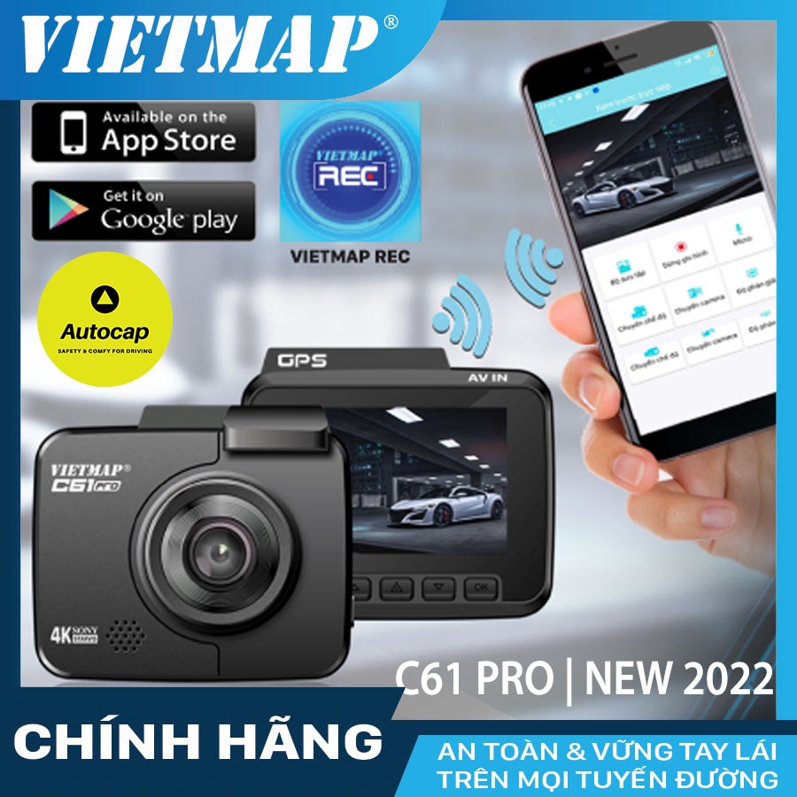 Camera hành trình VIETMAP C61 Pro (bản 2022) cho xe ô tô kèm thẻ nhớ 32G, 64G Tặng ngay phần quà trị giá 200k