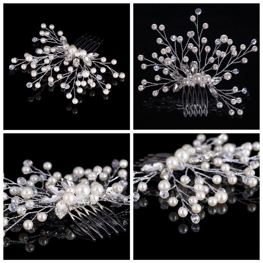 Lược cài tóc cô dâu đính hạt ngọc trai xinh xắn