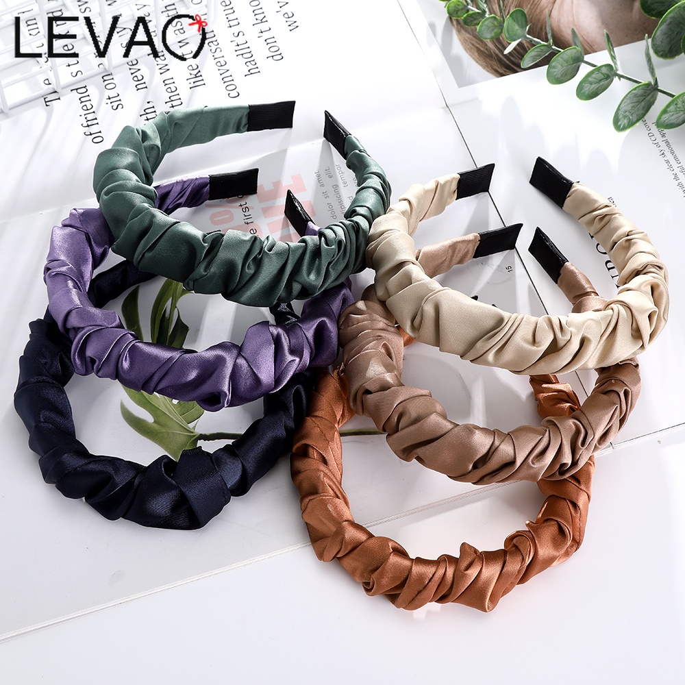 Băng đô cài tóc vải nỉ xếp ly phong cách Hàn Quốc retro xinh xắn thời trang