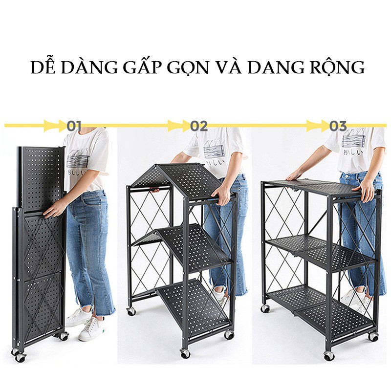 Kệ gấp gọn đa năng 4 tầng, 5 tầng Cho Phòng Khách Nhà Bếp Phòng Ăn - Kệ Để Đồ Đa Năng sắt Văn Phòng Hàng Nhập Khẩu