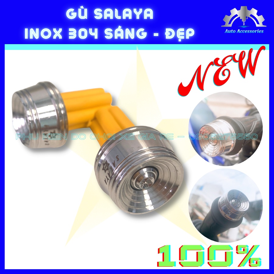 Gù Tay Lái Xe Máy, Gù SALAYA Inox 304 Sáng Bóng, lắp được cho tất cả các dòng xe - Lên xe cực chất cho anh em