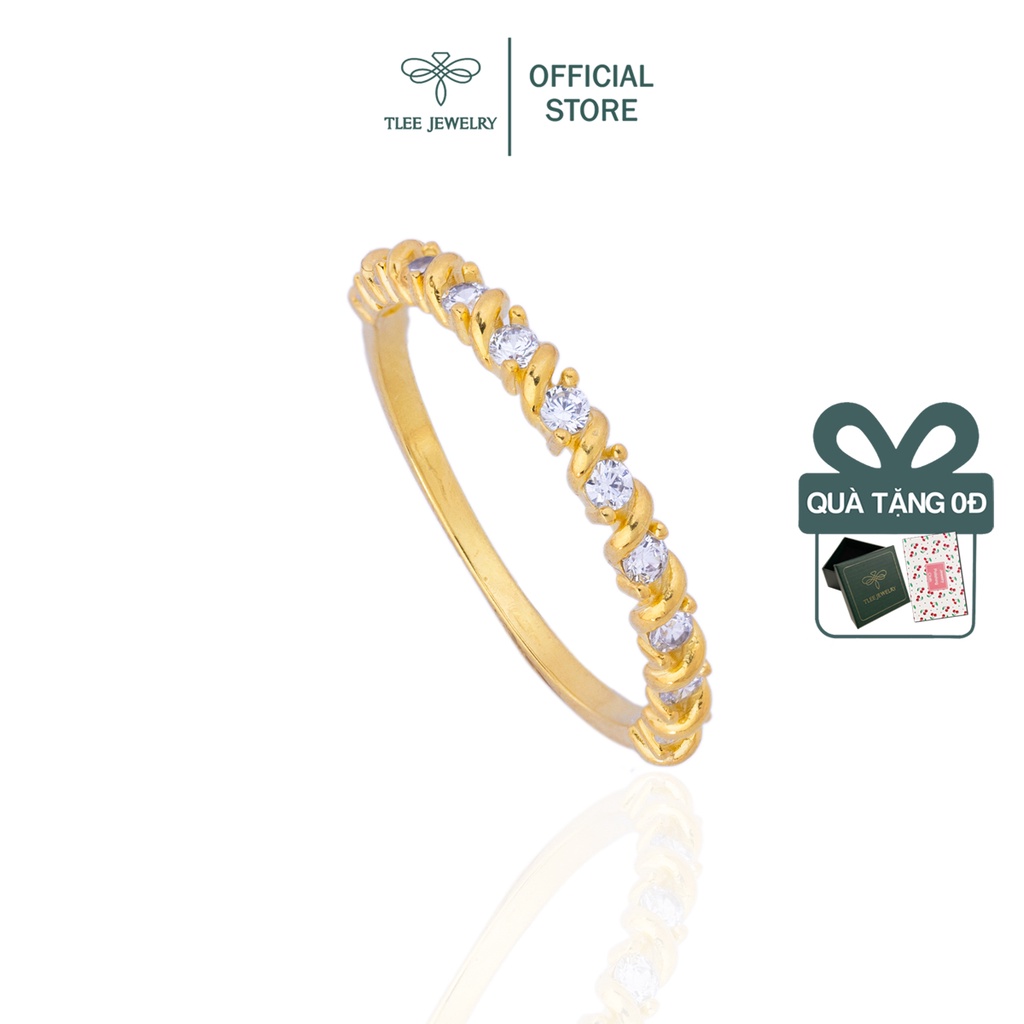 Nhẫn bạc nữ TLEE mạ vàng 14k viền đá bao xoắn sang trọng TleeJewelry A0138