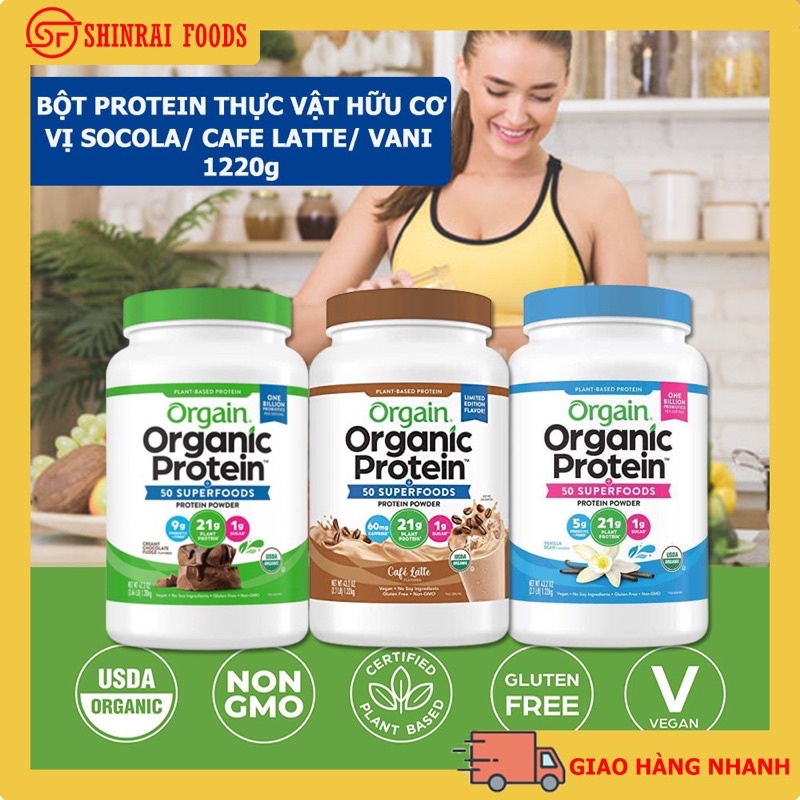 Bột protein thực vật hữu cơ- Orgain hàng Mỹ (hộp 1.22kg)