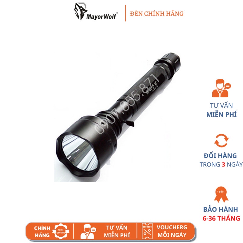 Đèn pin siêu sáng chống nước Mayor Wolf LY S015 - Tặng kèm hộp đựng cao cấp, hàng chính hãng