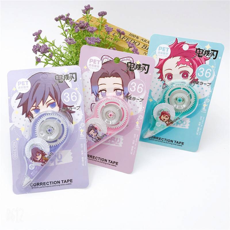 Bút xóa kéo 6m khô nhanh Anime Demon Slayer Kimetsu No Yaiba White Out Corrector Correction Tape Promotional Gift Stationery School Office Supply