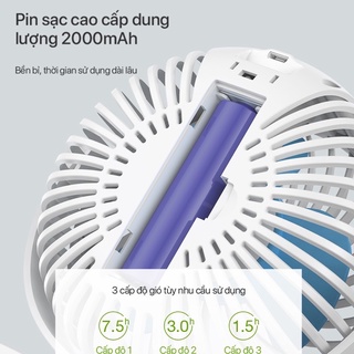 Quạt Mini Đế kẹp Đa Năng ROBOT pin 2000 mAh