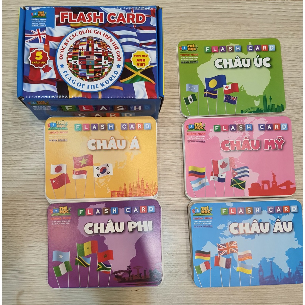 Bộ Thẻ Học Song Ngữ Quốc Kỳ Các Quốc Gia Trên Thế Giới- 180 Flaschcard Cờ Các Nước Kèm Hình Ảnh