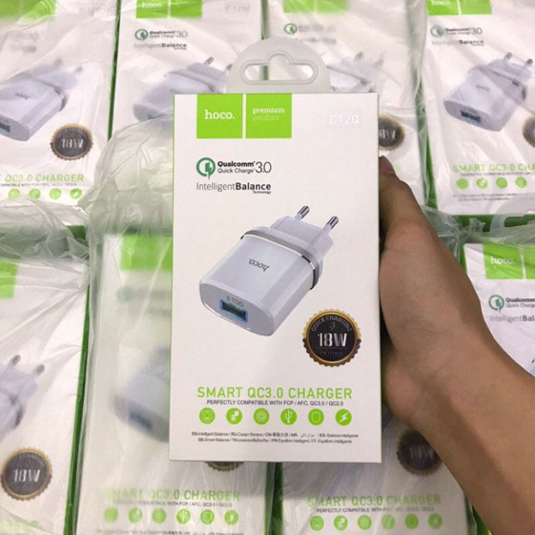 củ sạc nhanh Hoco c12Q, hỗ trợ sạc nhanh 18w (BH 1 đổi 1)