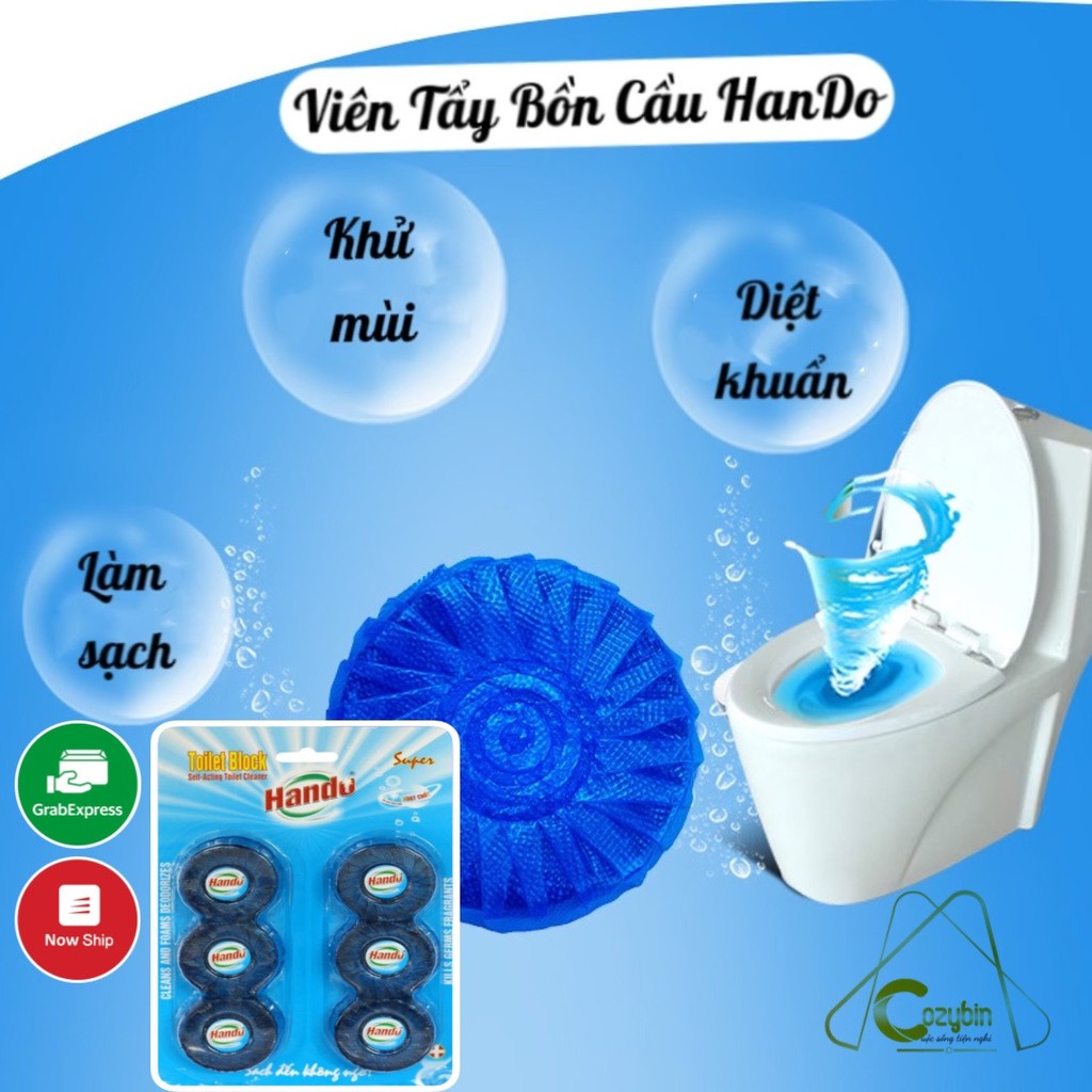 Viên tẩy bồn cầu Hando viên thả bồn cầu diệt khuẩn khử mùi toilet thế hệ mới tẩy sạch vệ sinh bám bẩn CozyBin