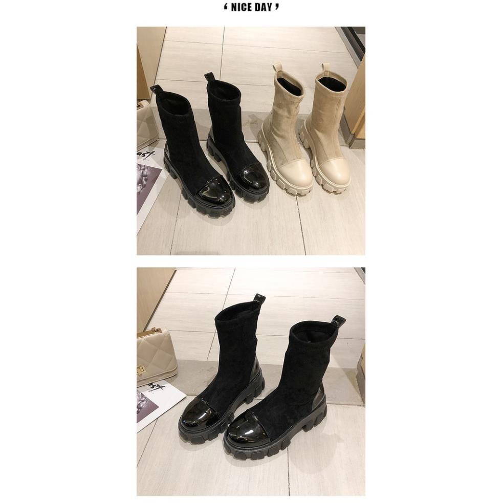 Giày Bốt/ Boot Nữ Độn Đế Da Lộn Cao Cấp Cá Tính MPS51 - Mery Shoes